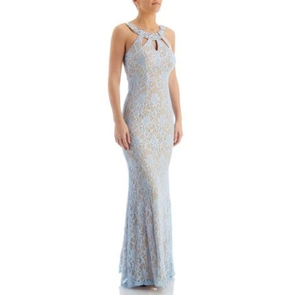 Blue lace formal dress